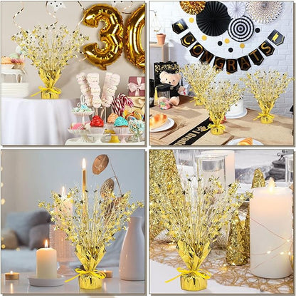 Crowye 18 Pcs Foil Spray Centerpiece Christmas Party Winter Star Table Decoration Burst Metallic Table Centerpieces for Birthday Party Season Holiday(Gold)
