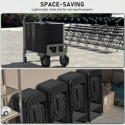 SEALAMB Plastic Folding Chairs 30 Pack, Black Commercial Portable Indoor/Outdoor Chairs for Home Office, Wedding, Events Parties with Steel Frame, 350lbs Capacity (Black-Plastic, 30 Pack)