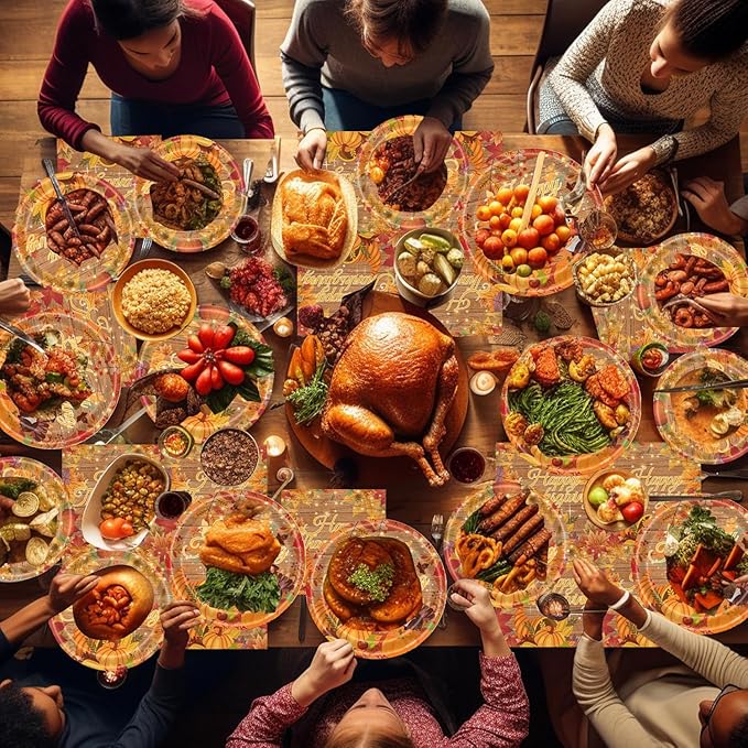 60pcs Fall Thanksgiving Plates and Napkins Party Decorations Happy Thanksgiving Autumn Dessert Plates Pumpkin Harvest Turkey Family Holiday Party Supplies Serves 20