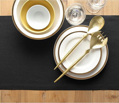 Solino Home Linen Black Table Runner 36 Inches - 100% Pure Linen Farmhouse Short Table Runner 14 x 36 Inch Ideal for Dresser and Coffee Tables - Fall, Autumn, Winter, Holiday - Fete