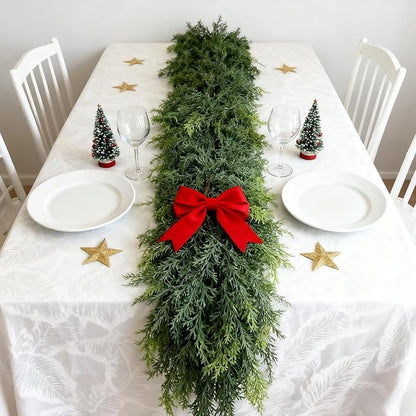 6 FT Cedar Garland Artificial Realistic,Christmas Garland,Real Touch Pine Garlands，Christmas Greenery Garlands for Fireplace，Table Mantel Porch Indoor Outdoor Winter Xmas Decoration(1,6FT)