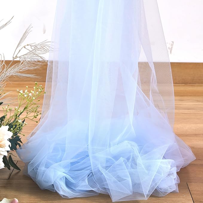 Baby Blue Tulle Backdrop Curtain for Parties Baby Shower Boys Light Blue Sheer Backdrop Curtains Drapes for Birthday Party Wedding Photo Shoot Background Decorations 2 Panels 5ft X 8 ft