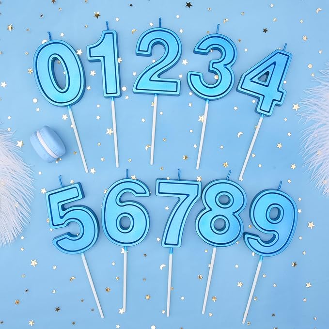 PHD CAKE 2.76 Inch Luxe Blue 1 Number Birthday Candles, Blue Number Candles, Cake Number Candles, Party Celebration