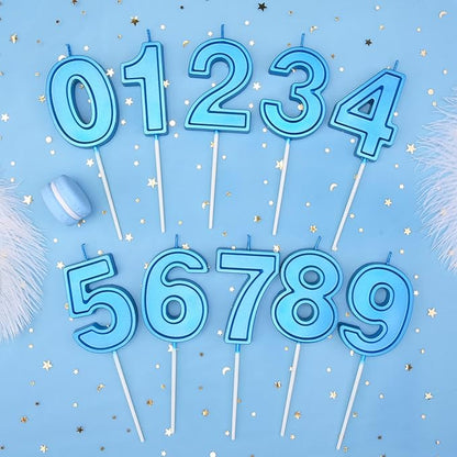 PHD CAKE 2.76 Inch Luxe Blue 0 Number Birthday Candles, Blue Number Candles, Cake Number Candles, Party Celebration