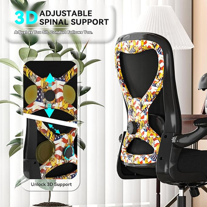 Office Desk Chair with Ergonomic Lumbar Support, Extra-Thick Seat Cushion, Flip-up Arms, Breathable Mesh Back, Computer Task Chair for Home Office
