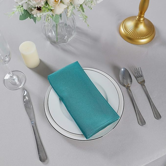 Cloth Napkins 20x20 inch Washable Polyester Dinner Napkins Soft Table Napkins for Wedding Party Dining Banquet(Teal,25PCS)