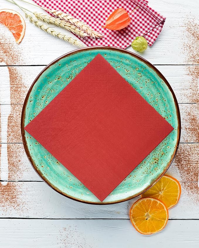 Red Cocktail Napkins 5 * 5inch disposable Beverage Napkin paper for Cocktail, Wedding, Dinner，Birthday Party Dessert Wine Paper Napkins（ 120 Count）