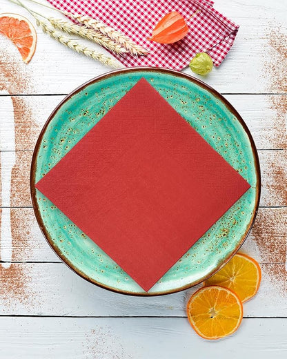 Red Cocktail Napkins 5 * 5inch disposable Beverage Napkin paper for Cocktail, Wedding, Dinner，Birthday Party Dessert Wine Paper Napkins（ 120 Count）