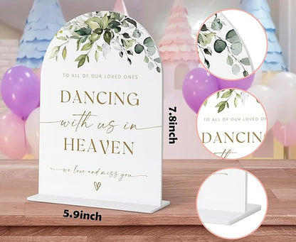 Dancing with Us in Heaven, Wedding Memorial Sign, Greenery Gold Bridal Shower Decorations, Memorial Table Sign, Wedding Signs for Ceremony and Reception, Wedding Table Acrylic Decor - 38