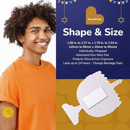 BioSwiss Kids Bandages, Hanukkah Shaped Self Adhesive Bandage Set, Latex Free, Sterile Wound Care, 50 Count