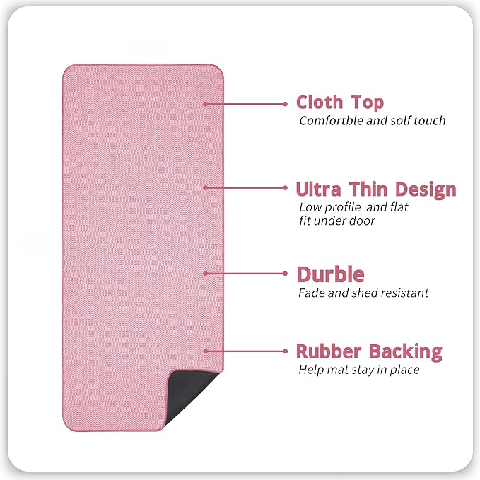 Bath Mat,Ultra Thin Bathroom Runner Rugs,Large Bath Mats for Bathroom,Quick Dry,Non-Slip,Machine Washable,Low Pile,Bath Rug,Shower Outside,Sink,Home Decor Accessories.Pink,3'x4'(36x48inch)