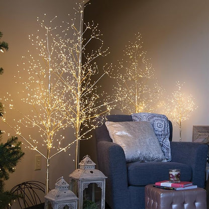 4 Ft Gold Fairy Light Tree Artificial Tree Bedrom Décor Gold Room Decor, 390 Warm White LED Lights