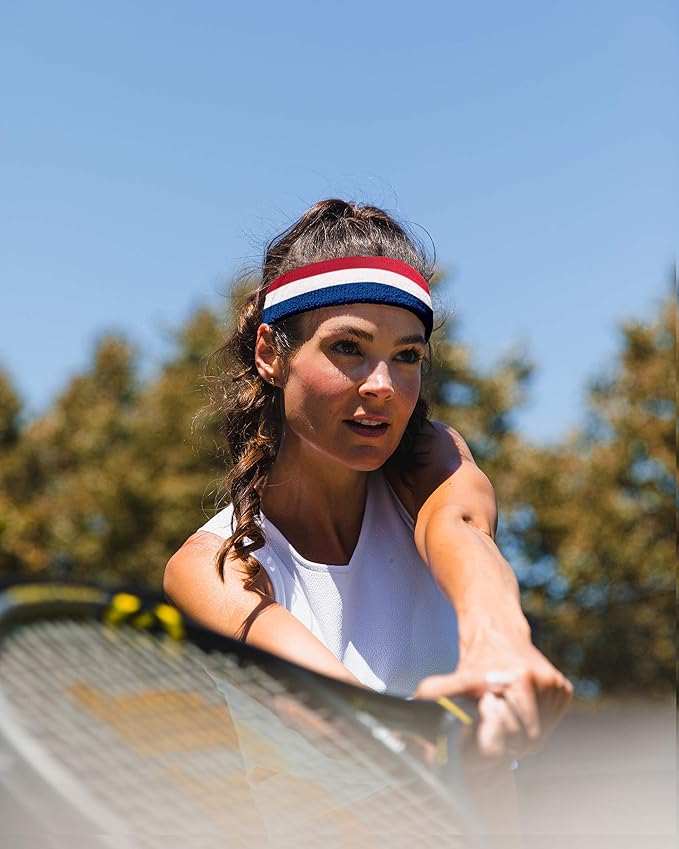 Suddora Workout Headband for Men and Women, Moisture-Wicking Athletic Sweatband, Lightweight Cotton Terry Cloth Bands for Basketball, Tennis, Football, Gym, Running, Cosplay & Costumes