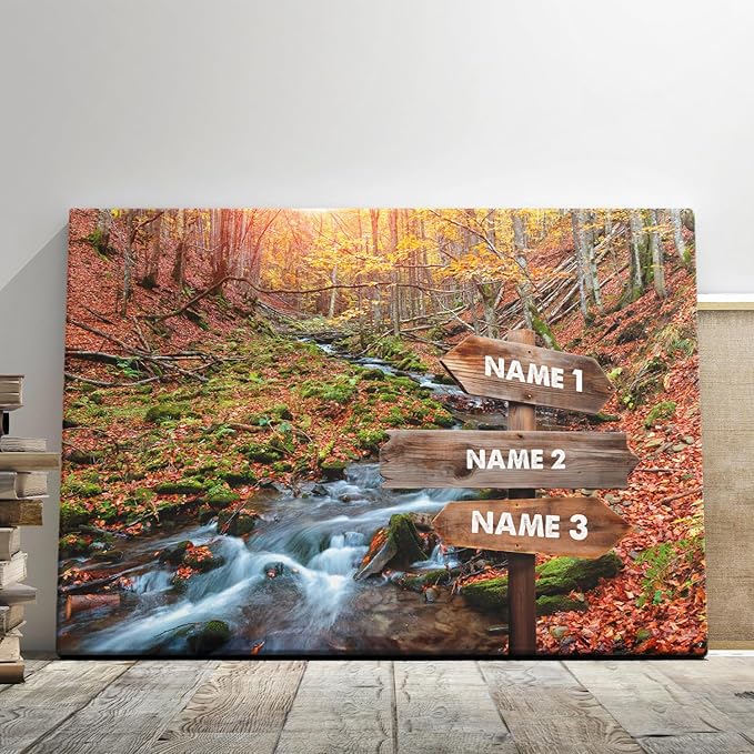 Dem Canvas Personalized Family Street Signs With Names | The Autumn Forest | Photo Canvas Gifts
