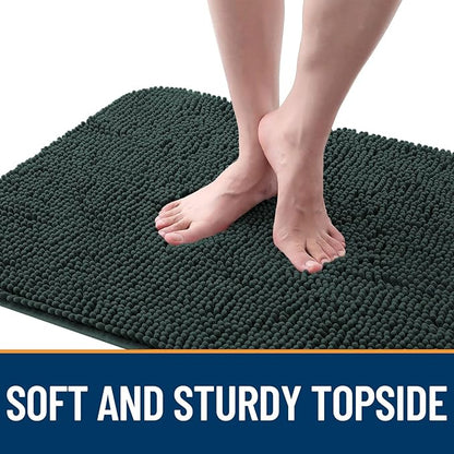 OLANLY Dog Door Mat for Muddy Paws 70x35, Absorbs Moisture and Dirt, Absorbent Non-Slip Washable Doormat, Quick Dry Chenille Mud Mat, Entry Indoor Entryway Carpet for Inside Floor, Blackish Green
