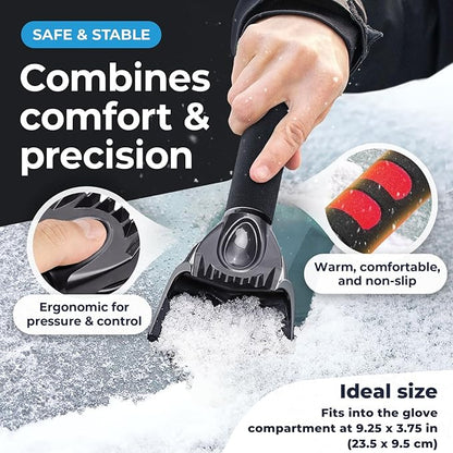 Car Ice Scraper for Car Windshield Test Winner 2026* - Ergonomic Professional Snow Scraper for Car Fast & Strong - Efficient & Safe Windshield Scraper for Ice and Snow