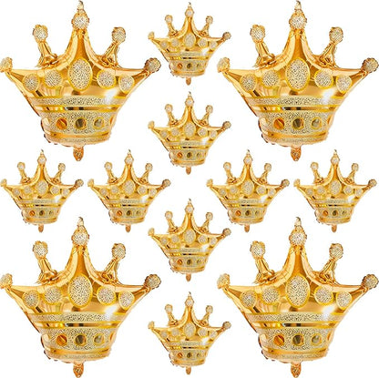 Crown Balloons, Large Gold Foil Crown Balloons Gold Crowns Decoration for King and Queen Party Royalty Birthday Wedding Party Baby Shower Decorations Supplies
