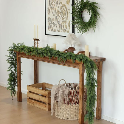 MIZII Christmas Garlands 6 Feet Thick Artificial Pine Garland Real Touch Green Pines Vine Faux Greenery Garland Christmas Decorations for Xmas Fireplace Mantle Home Decor Indoor Outdoor (Thick Pine)