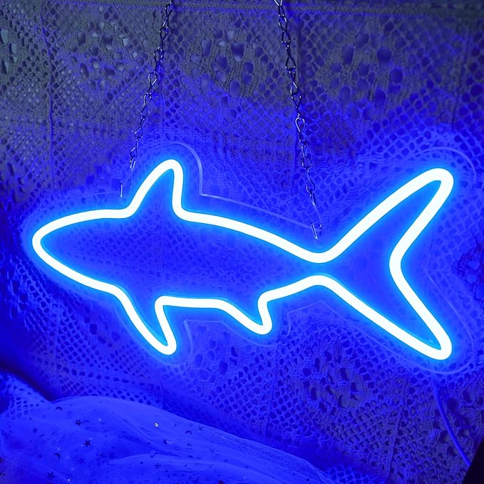 Neon Sign, Fish Led Neon Signs for Kids Gift, USB Powered Blue OceanTheme Art Neon Night Light Acrylic Light Up Sign for Kids Birthday Gift Festival Party Holiday Decor