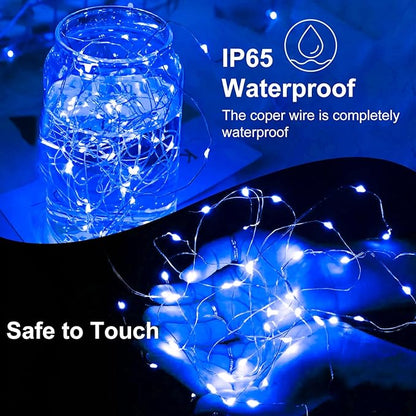 Fairy Lights,Silver Wire String Lights Waterproof,Battery Operated 7FT 20LED Firefly Starry Moon Lights for DIY Christmas Wedding Party Bedroom Decor (Blue, 12 Pack)