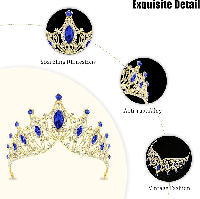 TAROSE Silver Tiaras for Women and Girls, Crystal Gold Crowns for Women, Hair Accessories for Bride/Halloween/Prom/Birthday