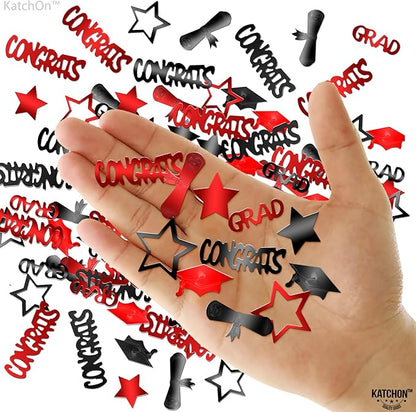KatchOn, Red and Black Graduation Confetti 2025 - Pack of 1300 | Grad Confetti Class Of 2025 | Grad Decorations Class of 2025 | Red and Black Graduation Decorations 2025