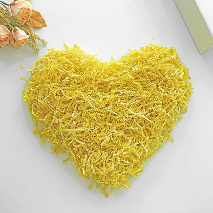 Bobobag - 1LB Crinkle Cut Paper Shred Filler Recyclable Gift Wrap Confetti Raffia Grass Shred Paper for Easter Baskets Filler Creative Eggs Decor(Yellow)