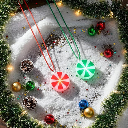 Yinkin 30 Pcs Christmas Light up Necklace for Adults Flashing Necklaces Christmas Accessory for Xmas Party Favors Stocking Stuffers Xmas Ornaments Decoration Party Supplies (Candy)