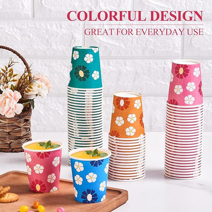 500 Pack 5oz Disposable Paper Cups, Colorful Small Mouthwash Cups for Parties, Picnics, Barbecues, Travel, Events