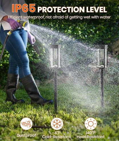 Solar Pathway Lights Outdoor,2 Pack Bright Solar Lights Outdoor,IP65 Waterproof Solar Garden Lights Solar Powered Landscape Lighting for Yard Patio Walkway Driveway Pathway (Cool White)
