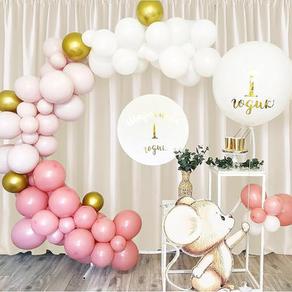 Hiasan Champagne Screen Backdrop Curtains for Parties, Polyester Photography Backdrop Drapes for Family Gatherings, Wedding Decorations, 5ftx10ft, Set of 2 Panels
