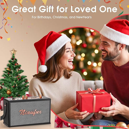 Karaoke Machine, Retro-Design Speaker with 2 Wireless Microphones for Adults & Kids, Portable Karaoke System for Home Party, Bluetooth/AUX/USB/TF/TWS Support, Gifts for Women & Girls