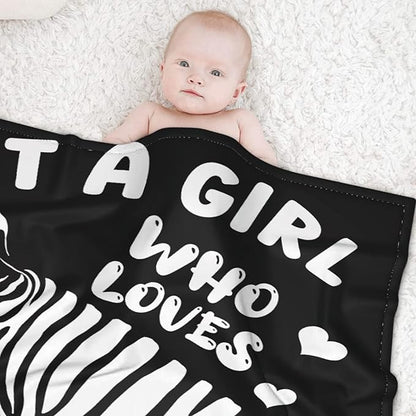 Just A Girl Who Loves Zebras Blanket Lightweight Cozy Flannel Fleece Throw Blanket Best Gift Home Decor for Bed Couch Outdoor Camping 40"x30" XS for Pets Toddler