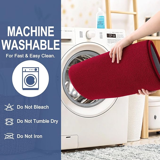 OLANLY Thick Memory Foam Bath Mats Rugs 36x24, Extra Soft Absorbent Bathroom Rug, Quick Dry Bath Mat, Non-Slip, Machine Washable Carpet for Bathroom, Tub and Shower, Home Decor Accessories, Red