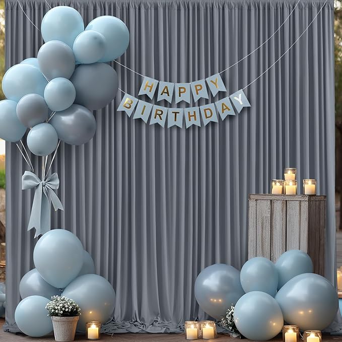 Charcoal Backdrop Curtain for Parties Wedding Wrinkle Free Silver Grey Photo Curtains Backdrop Drapes Fabric Decoration for Birthday Party Baby Shower 5ft x 8ft,2 Panels