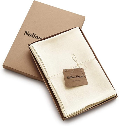 Solino Home Ivory Linen Napkins Set of 4-100% Pure Linen Cloth Washable Dinner Napkins 20 x 20 Inch for Fall, Autumn, Christmas, Holiday, New Year - Fete