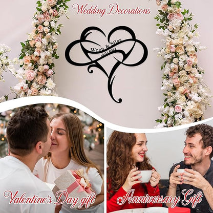 Personalized Infinity Heart Cloud Metal Sign for Couples,Custom Heart Cloud Full of Love Wall Decor with Couples Name and Date for Wedding,Anniversary,Valentines Day Gift