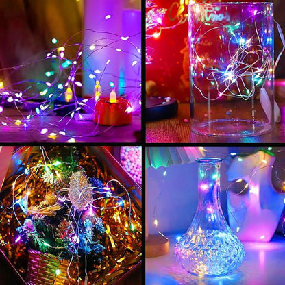 Easter String Lights Battery Operated, 2 Pack Mutilcolor LED Fairy Lights 16FT 50LED Silver Wire String Light Waterproof Easter Fairy Light Indoor Ourdoor for Bedroom Spring Party Christmas Decor