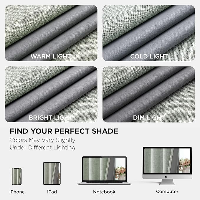 Joydeco Sage Green Blackout Curtains 90 Inches Long, Curtains 90 Inch Length 1 Panel for Bedroom, Thermal Insulated Linen Black Out Curtains with Grommets(100x90, Sage Green)