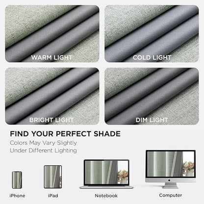 Joydeco Blackout Curtains 120 Inches Long 2 Panels Burg, Room Darkening Curtains for Bedroom, 100% Black Out Textured Thermal Drapes Privacy Protection 2 Panels Set(W52 x L120 Inch, Sage Green)