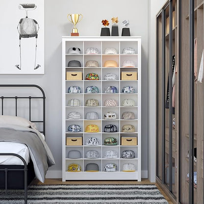Prepac White Tall Storage Cabinet, Shoe Cabinet, Cube Storage Organizer with 40 Shoe Cubbies 13" D x 39.5" W x 72.5" H, WUSG-0011-1