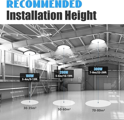 LED High Bay Light 100W, 10000LM Super Bright UFO Shop Light with 4ft 110V Plug Cable, 6000K Bay Lighting IP65 Waterproof for Barn/Garage/Commercial Warehouse/Wet Location
