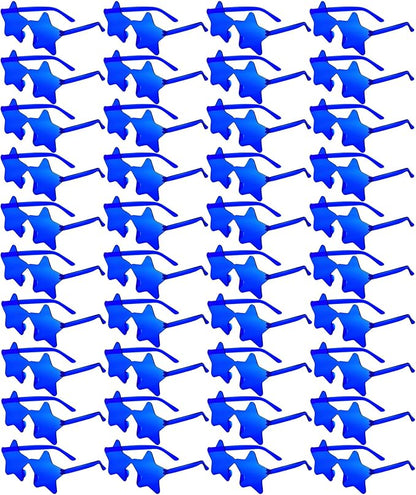 PLULON 40 Pairs Navy Blue Star Sunglasses Rimless Star Shape Sunglasses Party Star Glasses Bulk Bachelorette Sunglasses Star Party Favors for Birthday Beach Kids Adult