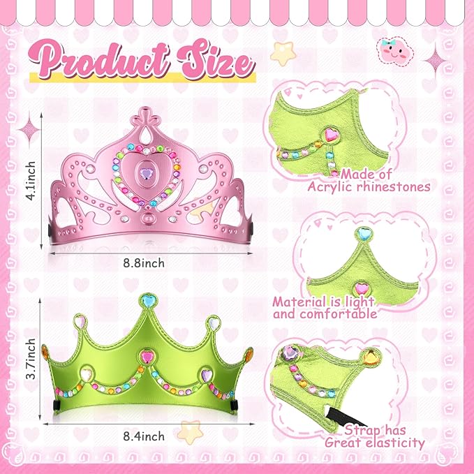 Yaomiao 44 Pcs Foam Crowns for Kids Princess Tiaras Crowns Bulk Diamond Sticker Making Kits for Birthday Party Supplies