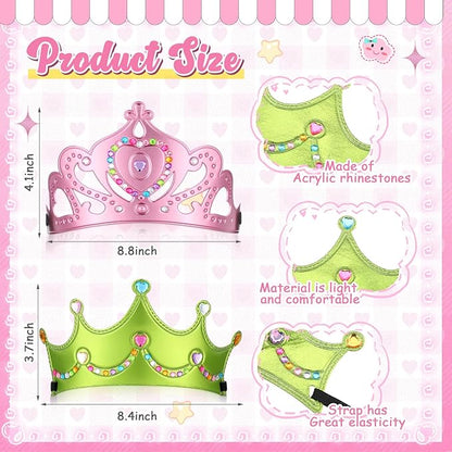 Yaomiao 44 Pcs Foam Crowns for Kids Princess Tiaras Crowns Bulk Diamond Sticker Making Kits for Birthday Party Supplies