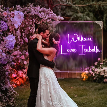 Custom Neon Sign, Name Sign Personalized, Neon Signs for Wall Decor, Wedding, Proposal, Anniversary Party, Bedroom Romance, LED Lights for Love Decorations (Wedding)