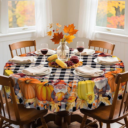 Eikione Round Tablecloth 60 Inch, Fall Tablecloth, Pumpkin Table Cloth, Autumn Harvest for Christmas, Holiday, Thanksgiving, Harvest