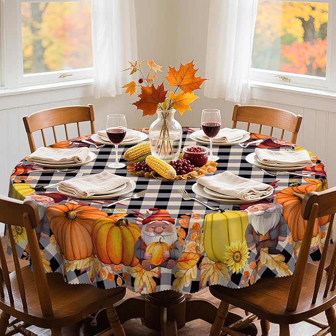 Eikione Round Tablecloth 70 Inch, Fall Tablecloth, Pumpkin Table Cloth, Autumn Harvest for Christmas, Holiday, Thanksgiving, Harvest