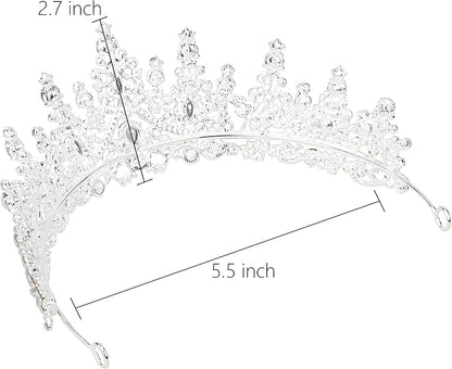 Crystal Tiara Crown for Women, Rhinestone Queen Headband Wedding Bridal Hair Accessories, Princess Crown for Birthday Prom Quinceañera Party Pageant Halloween Cosplay