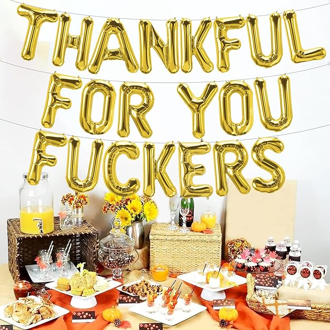 Thankful for you Foil Balloons Banner Friendsgiving Decorations, Happy Thanksgiving Balloons Banner Funny Friendsgiving Thanksgiving Party Decorations